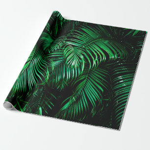 Green palm leaves wrapping paper