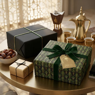 Green Palm Luxe Art Deco Elegant Wrapping Paper