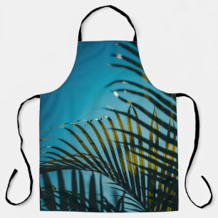 Green palm plant under blue sky in the morning apron