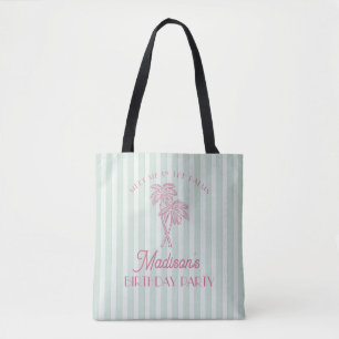 Green Palm Spring Pastel Beach Birthday Party Tote Bag