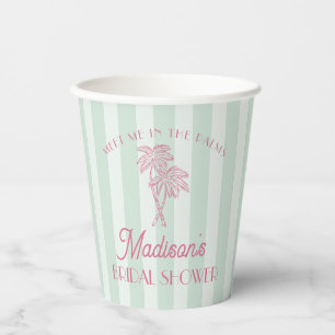 Green Palm Spring Pastel Beach Bridal Shower Paper Cups