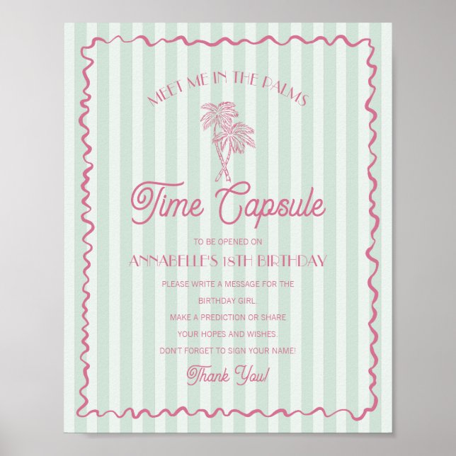 Green Palm Springs Pastel Beach Time Capsule Poster (Front)
