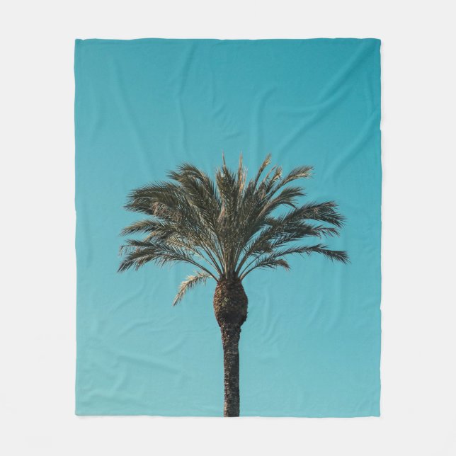 Green palm tree fleece blanket (Front)