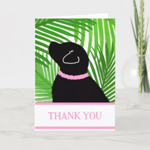Green Palm Tree Island Black Dog Thank You Cards