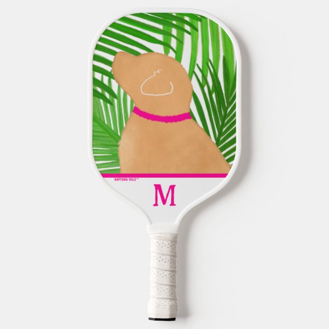 Green Palm Tree Island Dog Pickleball Paddle (Back)