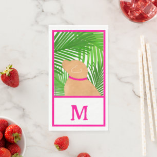 Green Palm Tree Island Yellow Dog Guest Towels Napkin