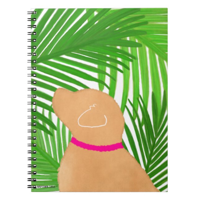 Green Palm Tree Island Yellow Dog  Notebook (Front)