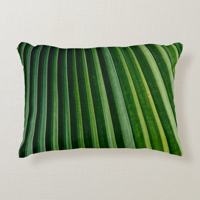 Green palm tree leaves decorative cushion (Front)