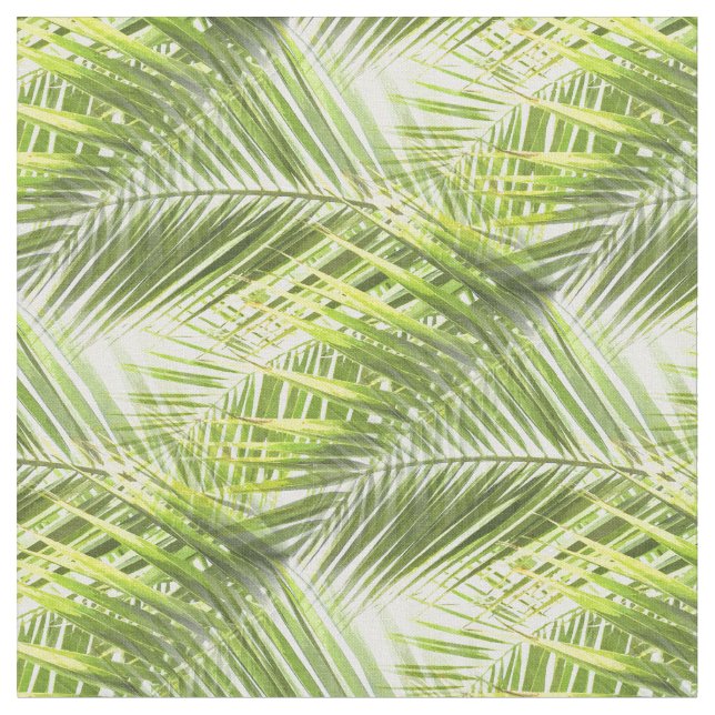 Green Palm Tree Leaves Fabric (Close Up)