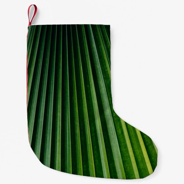 Green palm tree leaves small christmas stocking (Front)