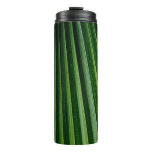 Green palm tree leaves thermal tumbler