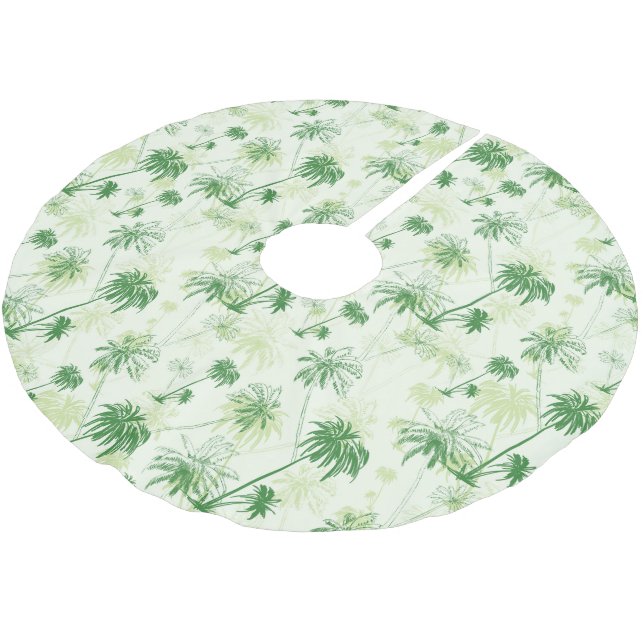 Green Palm Tree Pattern Brushed Polyester Tree Skirt (Angled)
