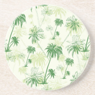 Green Palm Tree Pattern Coaster