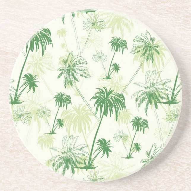 Green Palm Tree Pattern Coaster (Front)