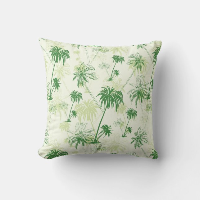 Green Palm Tree Pattern Cushion (Front)