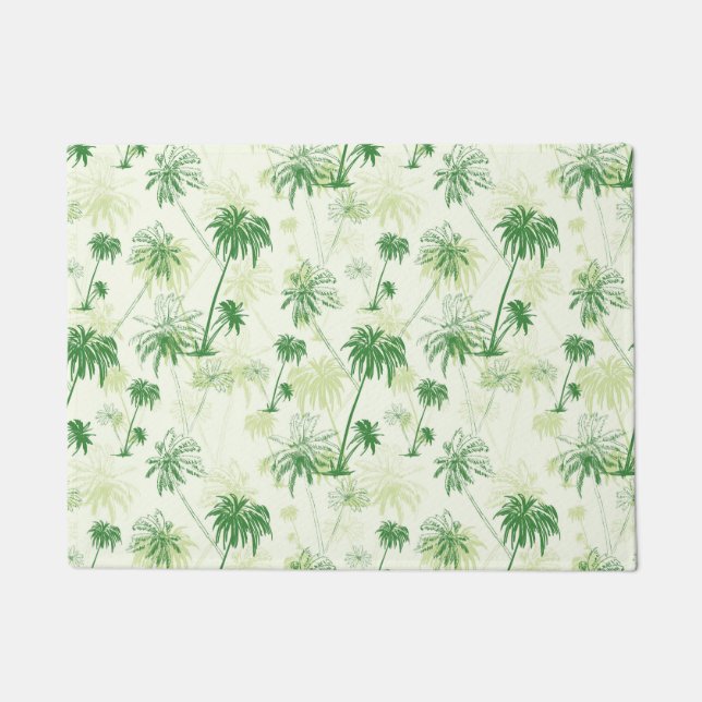 Green Palm Tree Pattern Doormat (Front)