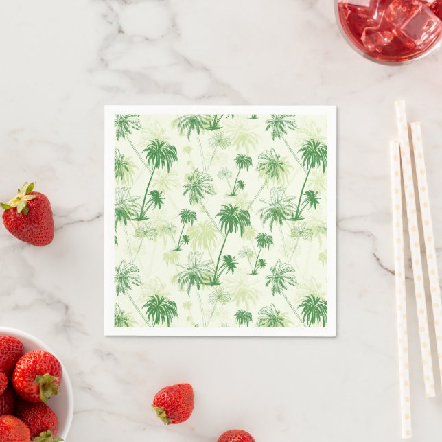Green Palm Tree Pattern Napkin (Insitu)