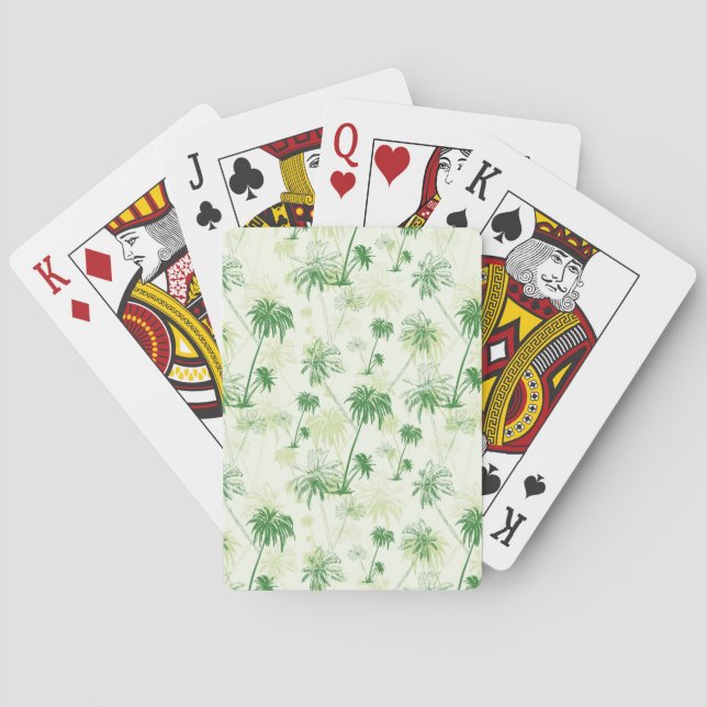 Green Palm Tree Pattern Playing Cards (Back)