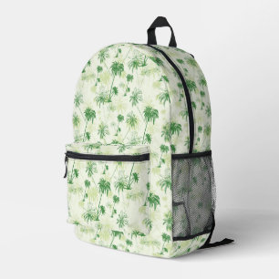 Green Palm Tree Pattern Printed Backpack