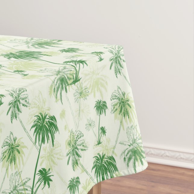 Green Palm Tree Pattern Tablecloth (In Situ)
