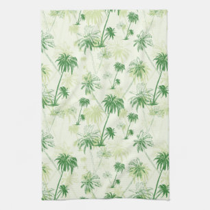Green Palm Tree Pattern Tea Towel