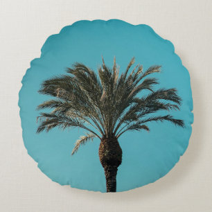 Green palm tree round cushion