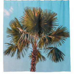 Green palm tree shower curtain