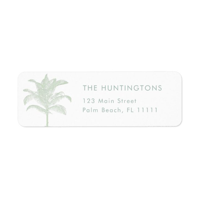 Green Palm Tree Tropical Return Address Label (Front)