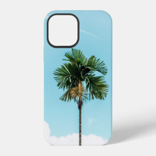 Green palm tree under blue sky in the morning iPhone 12 case