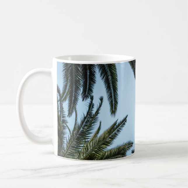 GREEN PALM TREE UNDER WHITE SKY COFFEE MUG (Left)