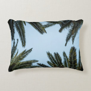 GREEN PALM TREE UNDER WHITE SKY DECORATIVE CUSHION