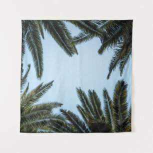 GREEN PALM TREE UNDER WHITE SKY TAPESTRY