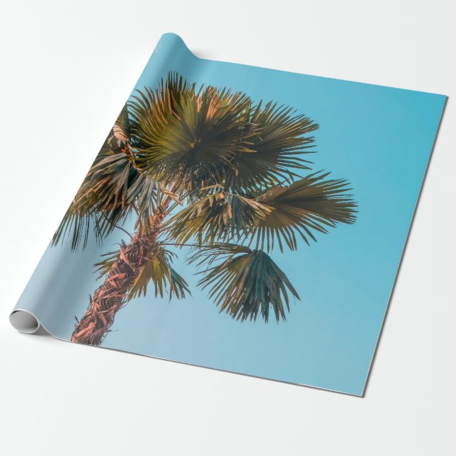 Green palm tree wrapping paper (Unrolled)