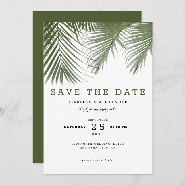 Green Palm Trees Invitation (Front/Back)