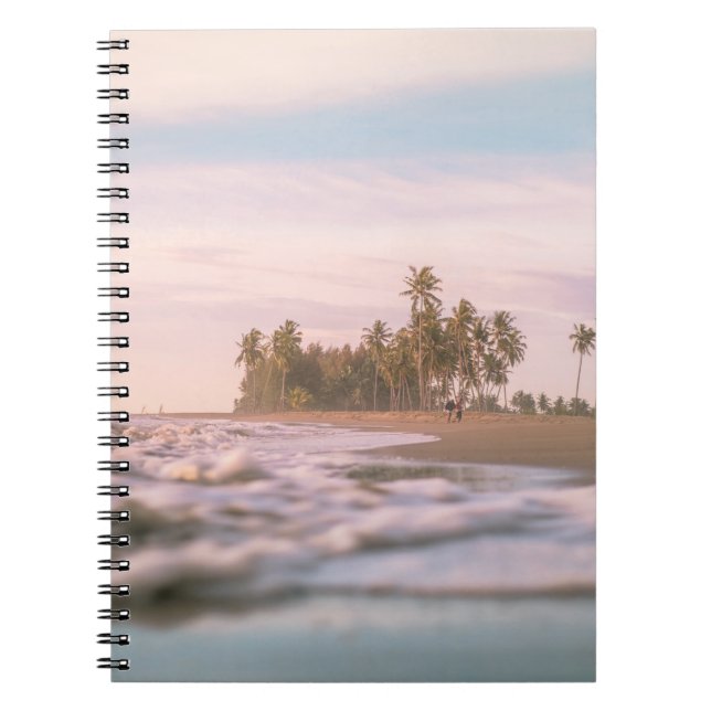 GREEN PALM TREES ON BROWN SAND UNDER WHITE CLOUDS NOTEBOOK (Front)