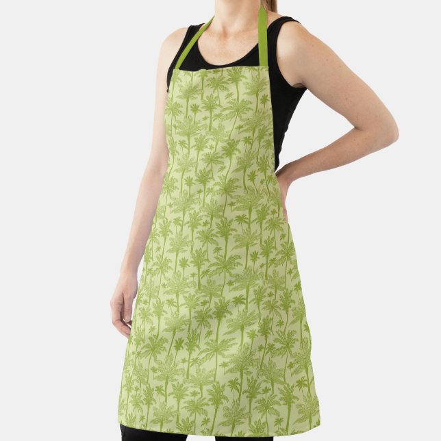 Green Palm Trees Pattern Apron (Insitu)