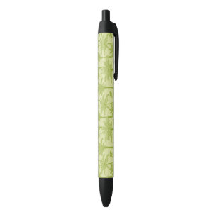 Green Palm Trees Pattern Black Ink Pen