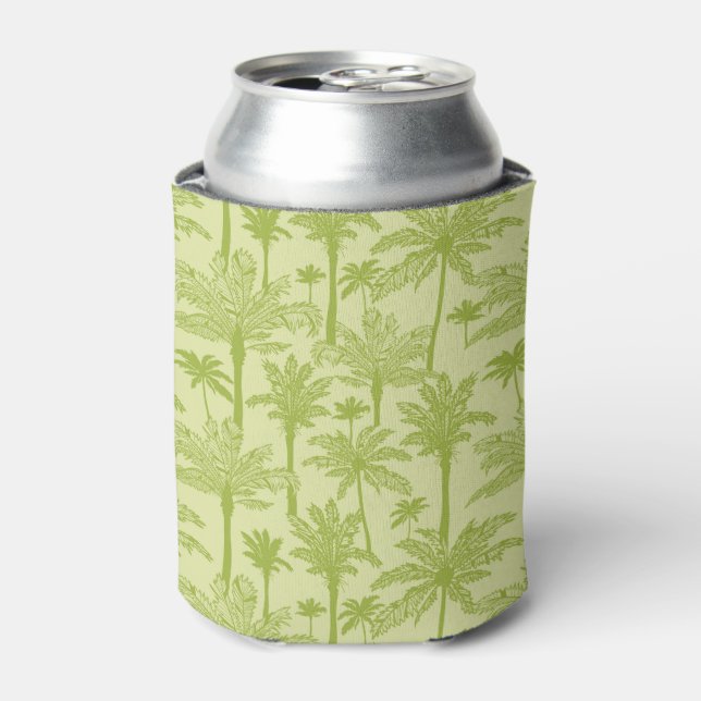Green Palm Trees Pattern Can Cooler (Can Front)