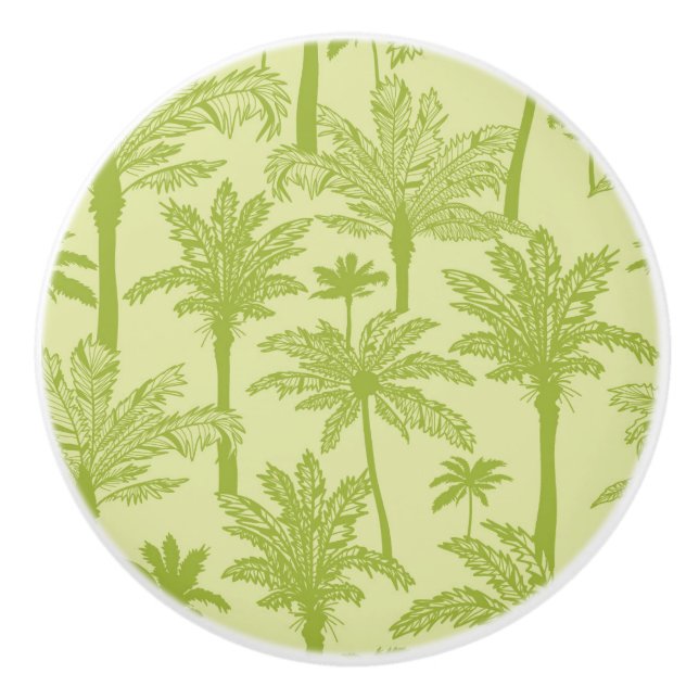 Green Palm Trees Pattern Ceramic Knob (Front)