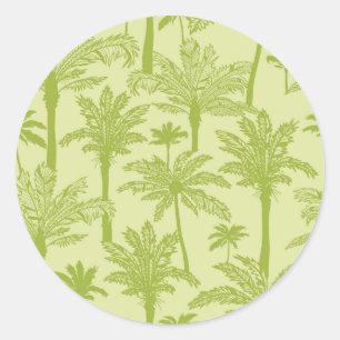 Green Palm Trees Pattern Classic Round Sticker