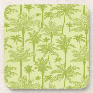 Green Palm Trees Pattern Coaster