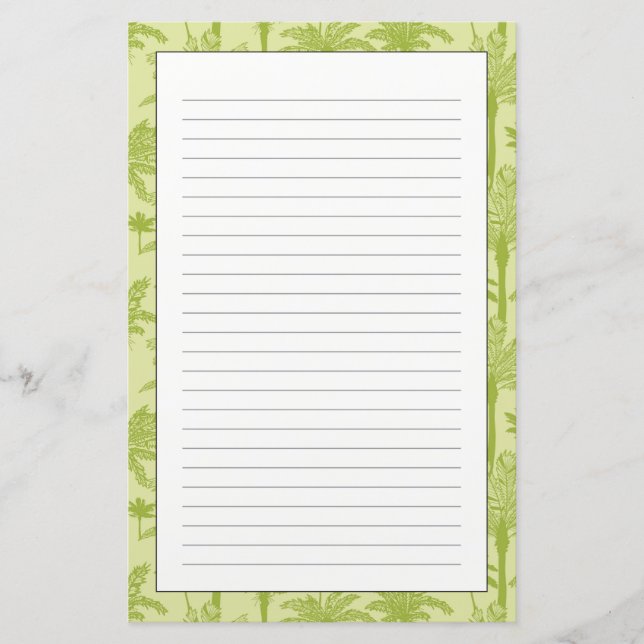 Green Palm Trees Pattern Stationery (Front)