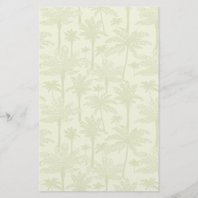 Green Palm Trees Pattern Stationery (Front)