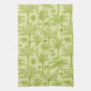 Green Palm Trees Pattern Tea Towel