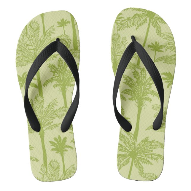 Green Palm Trees Pattern Thongs (Footbed)