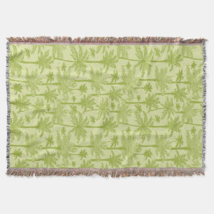 Green Palm Trees Pattern Throw Blanket
