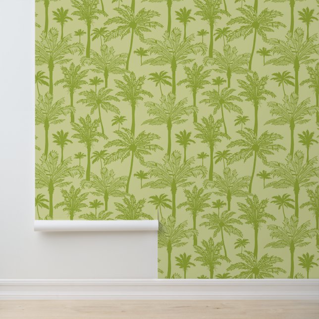 Green Palm Trees Pattern Wallpaper (Application)