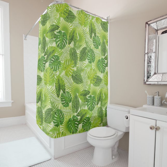 Green Palm Trees Shower Curtain (In Situ)