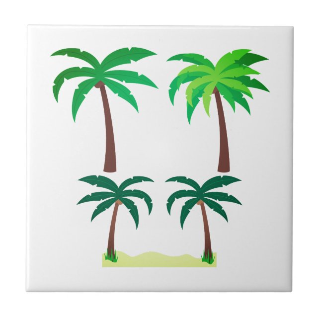 Green Palm Trees Summer Ceramic Tile (Front)