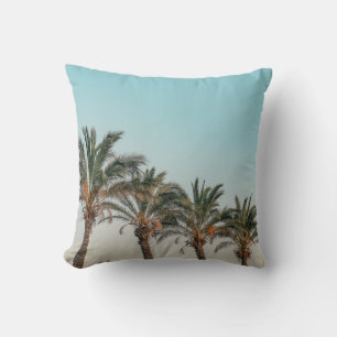 GREEN PALM TREES UNDER BLUE SKY CUSHION